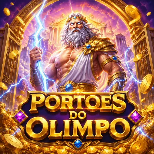 Capa do slot Gates of Olympus com Zeus no Olimpo