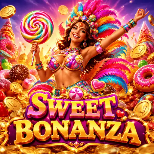 Print da grade 6x5 do Sweet Bonanza durante uma rodada de tumble com bombas de multiplicador na tela